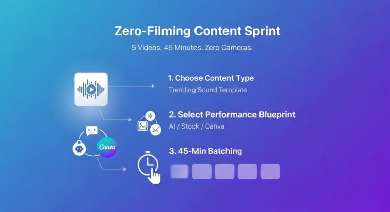 How to create short form video content without filming. Canva graphic.